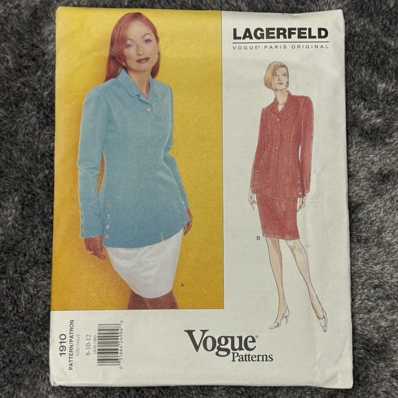Vogue Other - Vogue Pattern #1910 Lagerfeld Long Jacket & Skirt Sz  8-12 UNCUT/FF W/label!